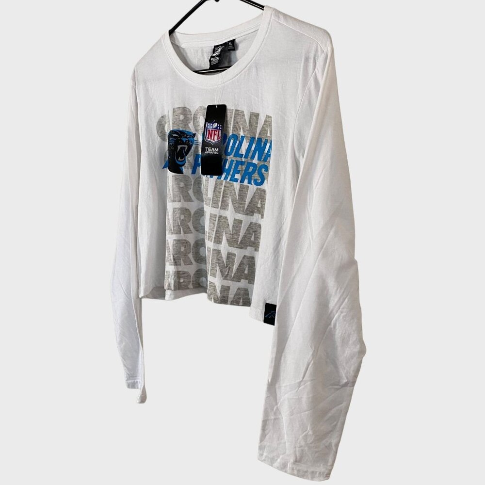 NFL Carolina Panthers Cropped Long-Sleeve Shirt Women's XL Football Crop Top New - Picture 2 of 15